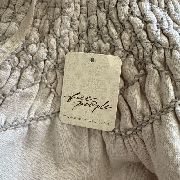 Free People Marty Smocked Mini Dress NWT Medium Cream - Picture 9 of 13